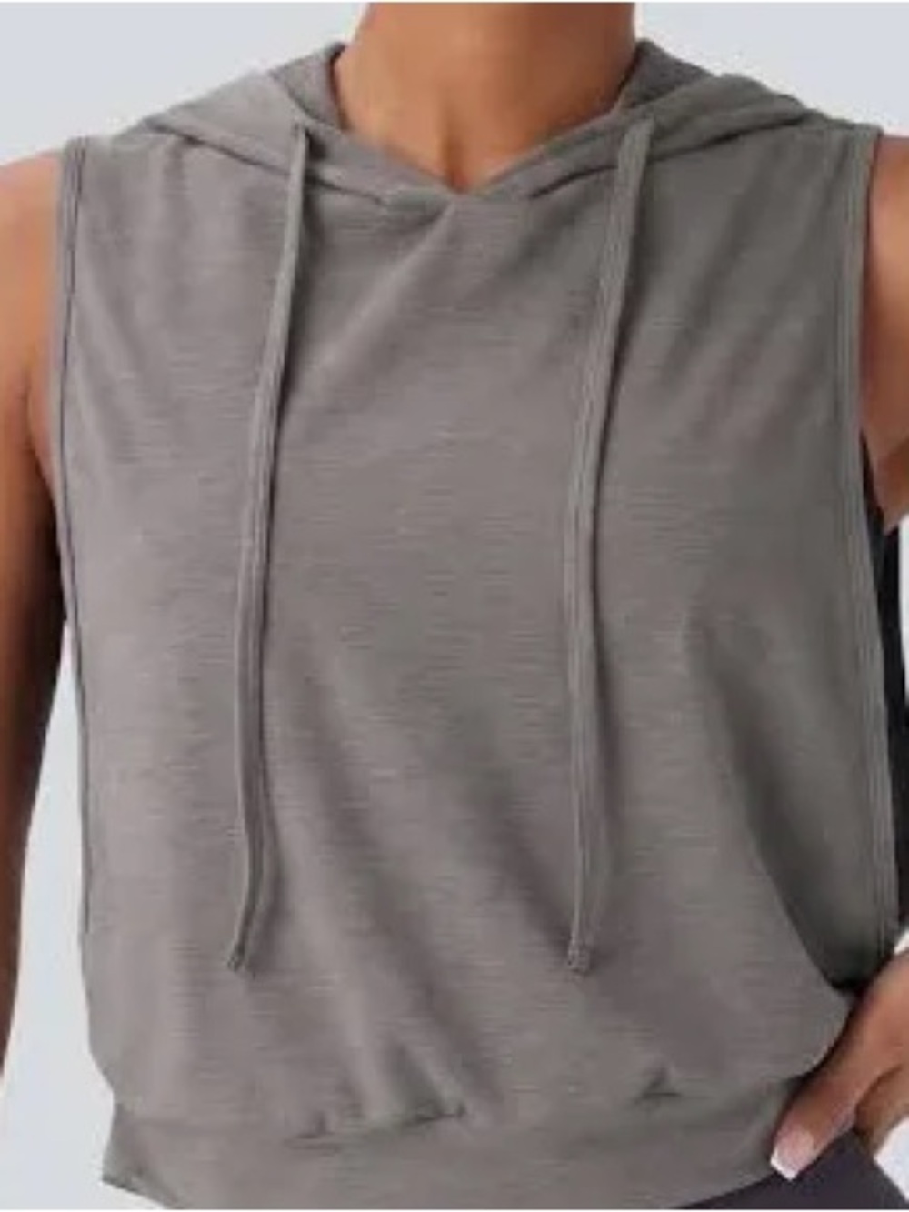 Sold -  Sleeveless Hooded Tank Top in Heather Gray